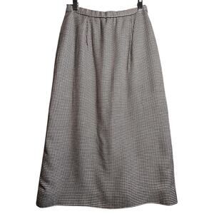 Vtg Pendleton Midi Pencil Skirt Silk Flax Rayon Blend Houndstooth Print Career 4